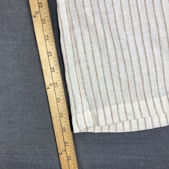 Lane Bryant Linen Dress Pants Womens 26 Cream Striped Belted Wide Leg Comfy New - Picture 14 of 16